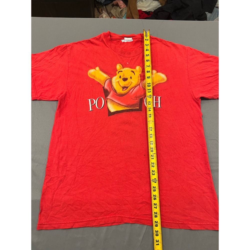 Vintage Disney Winnie the Pooh T Shirt Red Double Sided Graphic 90s Large - Picture 6 of 7